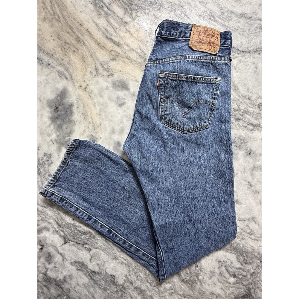 VTG Levis 501 Jeans Mens 32x32 Blue Straight Button Fly Medium Wash Y2K Denim